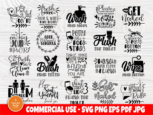 Bathroom SVG Bundle, Bathroom Signs, Svg Cut Files SVG TonisArtStudio 