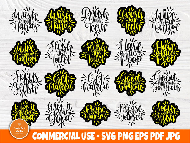 Bathroom SVG Bundle, Bathroom Signs, Svg Cut Files SVG TonisArtStudio 