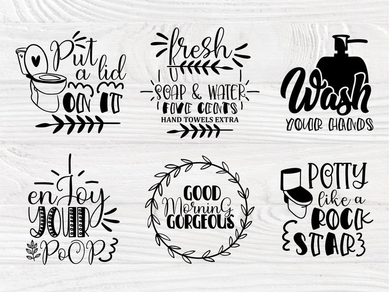 Bathroom SVG Bundle, Bathroom Signs, Svg Cut Files - So Fontsy