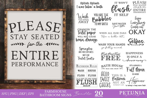 Bathroom SVG Bundle | Farmhouse Sign Bundle SVG Petunia Digital Design 