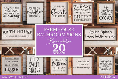 Bathroom SVG Bundle | Farmhouse Sign Bundle SVG Petunia Digital Design 
