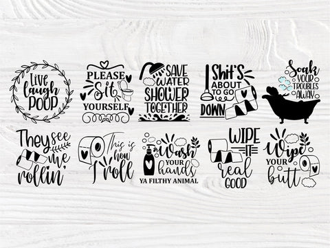 Bathroom SVG Bundle, Funny Bathroom Signs Svg SVG TonisArtStudio 