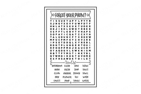 Bathroom Word Search - Farmhouse Sign SVG Diva Watts Designs 