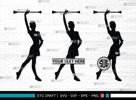 Baton Twirling Monogram, Baton Twirling Silhouette, Baton Twirling SVG, Baton Svg, Sports Svg, SB00104 SVG ETC Craft 