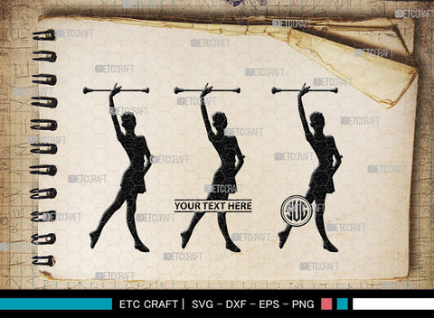 Baton Twirling Monogram, Baton Twirling Silhouette, Baton Twirling SVG, Baton Svg, Sports Svg, SB00104 SVG ETC Craft 