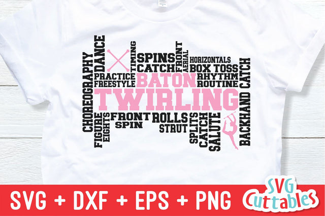 Baton Twirling SVG - Baton Word Art svg - dxf - eps - Cut File - Majorette svg - Subway Art - Silhouette - Cricut - Digital Download SVG Svg Cuttables 