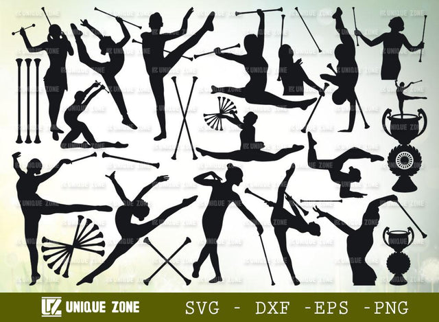 Baton Twirling SVG Bundle | Sport Svg | Baton Svg | Majorette Baton Svg | Twirling Gymnastics Svg SVG Unique Zone 