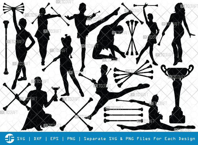 Baton Twirling SVG Cut Files | Sport Baton Silhouette SVG ETC Craft 