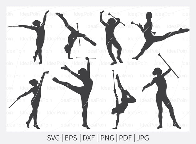 Baton Twirling SVG, Majorette Baton Twirling Gymnastics SVG, Baton Twirling Bundle, Sport Baton Silhouette, Sports Svg, Baton Svg, Dxf, Png SVG Dinvect 