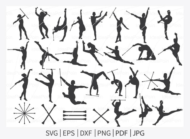 Baton Twirling, Twirling, Baton Twirling Bundle, Baton Twirling silhouette, Baton Twirling, Dance Gymnastics svg, Baton Twir SVG Dinvect 