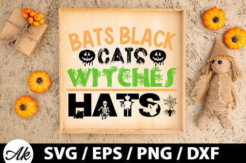Bats black cats witches hats svg SVG akazaddesign 