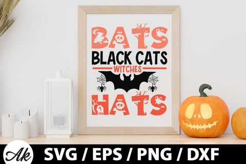 Bats black cats witches hats svg SVG akazaddesign 