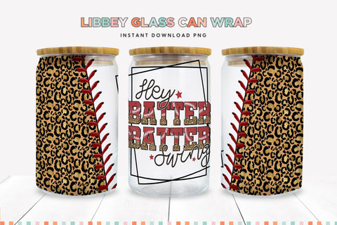 Batter Batter Swing Baseball Libbey Glass Can Sublimation PNG Sublimation BijouBay 