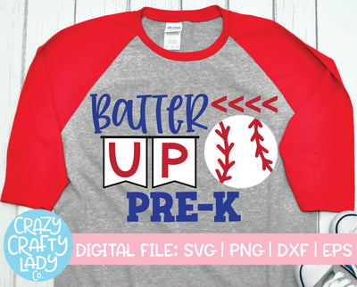Batter Up Pre-K | Back to School SVG Cut File SVG Crazy Crafty Lady Co. 