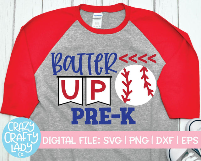 Batter Up Pre-K | Back to School SVG Cut File SVG Crazy Crafty Lady Co. 