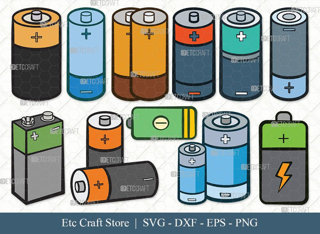 Battery Clipart SVG Cut File | Electric Battery Svg | Energy Battery Svg | Battery Size Svg | Bundle SVG ETC Craft 