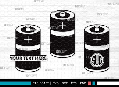 Battery Monogram SVG | Electric Battery Svg | Energy Battery Svg | Battery Size Svg | Battery Clipart SVG ETC Craft 
