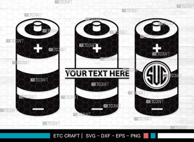 Battery Monogram SVG | Electric Battery Svg | Energy Battery Svg | Battery Size Svg | Battery Clipart SVG ETC Craft 