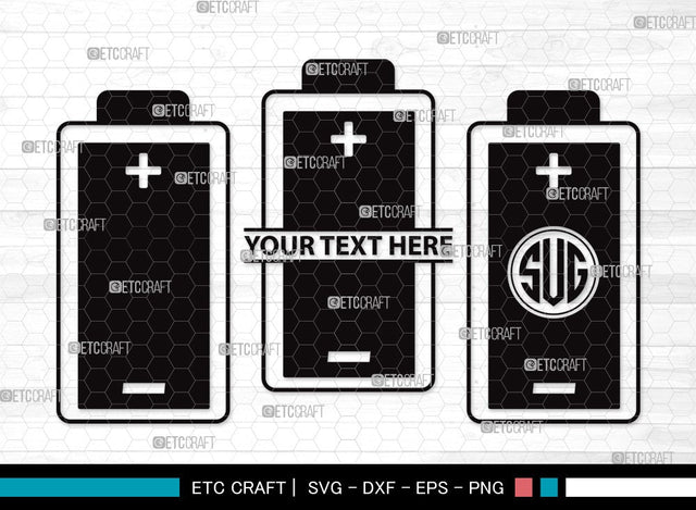 Battery Monogram SVG | Low Battery Svg | Full Charge Battery Svg | Low Charge Svg | Battery Clipart SVG ETC Craft 