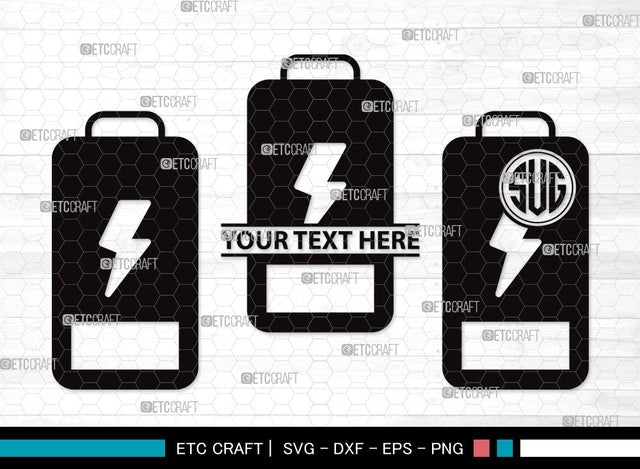 Battery Monogram SVG | Low Battery Svg | Full Charge Battery Svg | Low Charge Svg | Battery Clipart SVG ETC Craft 