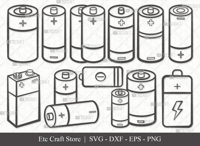 Battery Outline SVG Cut File | Electric Battery Svg | Energy Battery Svg | Battery Size Svg | Bundle SVG ETC Craft 