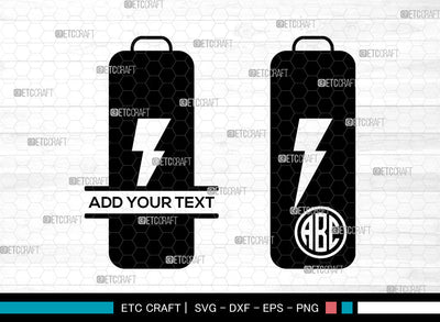 Battery Sign Monogram SVG, Circle Monogram Svg, Low Battery Svg, Batteries Svg, Full Battery Svg, Battery Icon Svg, Battery Sign SVG ETC Craft 