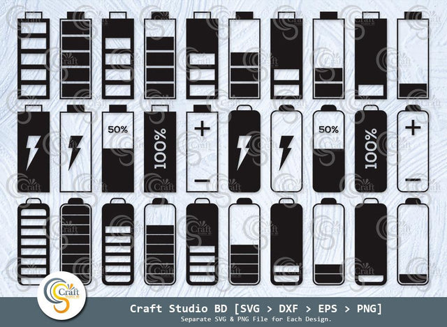 Battery Sign Silhouette, Battery Sign SVG, Low Battery Svg, Batteries Svg, Full Battery Svg, Battery Icon Svg, Battery Sign Bundle SVG ETC Craft 