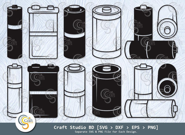 Battery Silhouette, Battery SVG, Electric Battery Svg, Energy Battery Svg, Battery Size Svg, Duracell Battery Svg, Battery Bundle SVG ETC Craft 