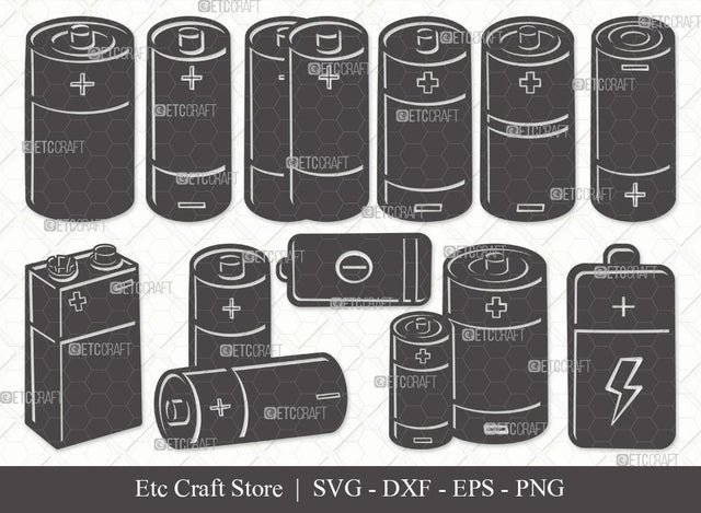 Battery Silhouette SVG Cut File | Electric Battery Svg | Energy Battery Svg | Battery Size Svg | Bundle SVG ETC Craft 