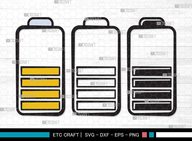 Battery SVG Cut File | Low Battery Svg | Full Charge Battery Svg | Low Charge Svg | Battery Clipart SVG ETC Craft 