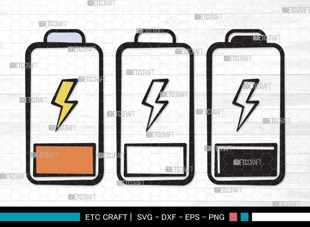 Battery SVG Cut File | Low Battery Svg | Full Charge Battery Svg | Low Charge Svg | Battery Clipart SVG ETC Craft 