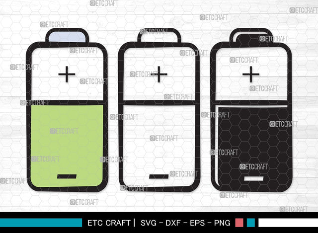 Battery SVG Cut File | Low Battery Svg | Full Charge Battery Svg | Low Charge Svg | Battery Clipart SVG ETC Craft 