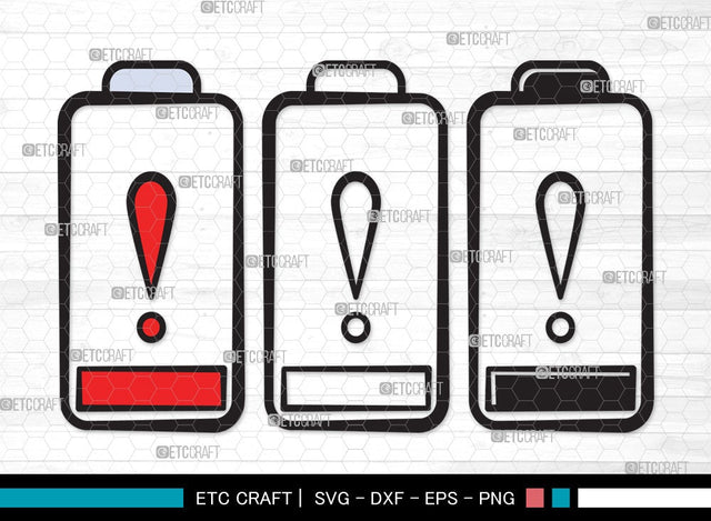 Battery SVG Cut File | Low Battery Svg | Full Charge Battery Svg | Low Charge Svg | Battery Clipart SVG ETC Craft 