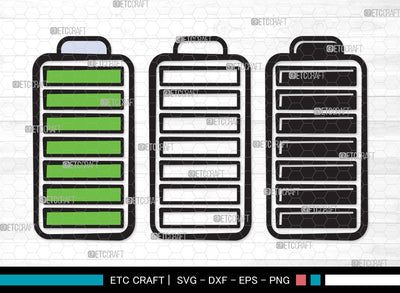 Battery SVG Cut File | Low Battery Svg | Full Charge Battery Svg | Low Charge Svg | Battery Clipart SVG ETC Craft 