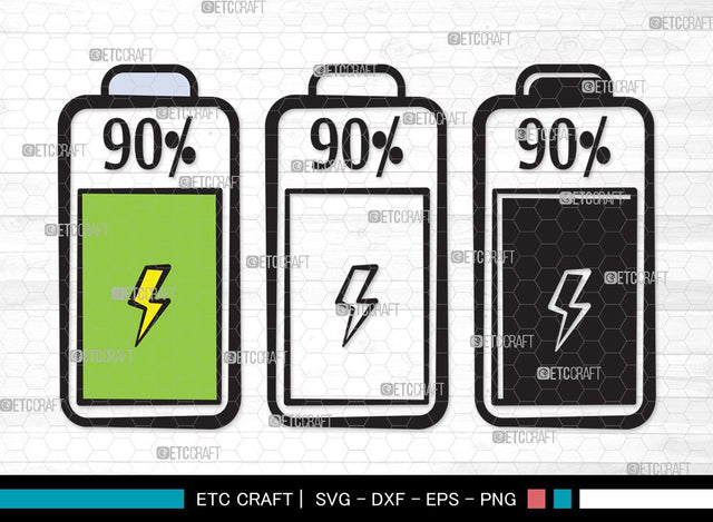 Battery SVG Cut File | Low Battery Svg | Full Charge Battery Svg | Low Charge Svg | Battery Clipart SVG ETC Craft 