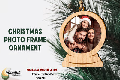 Bauble SVG. Christmas Photo Frame Ornament. Laser Cut Frame SVG Evgenyia Guschina 