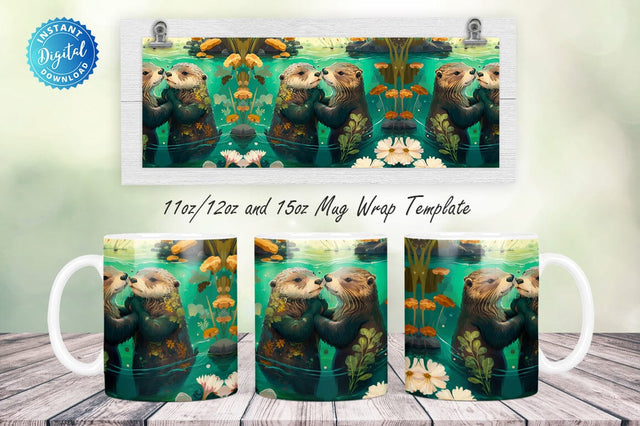 Bay Sea Otters 11, 12 & 15 Oz Mug Sublimation Sublimation Regulrcrative 