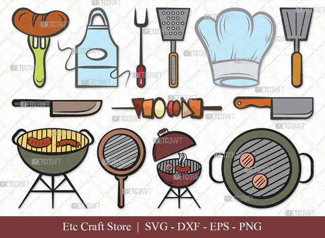 BBQ Clipart SVG Cut File | Grilling Svg | Grill Svg | Barbecue Svg | Kitchen Svg | Eps | Dxf | Png | Bundle SVG ETC Craft 