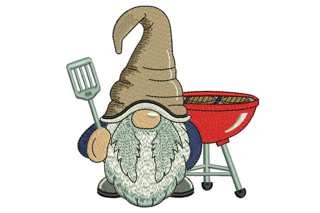 BBQ Gnome Embroidery Design, Summer Embroidery Designs, Party Embroidery Design Embroidery/Applique DESIGNS NextEmbroidery 