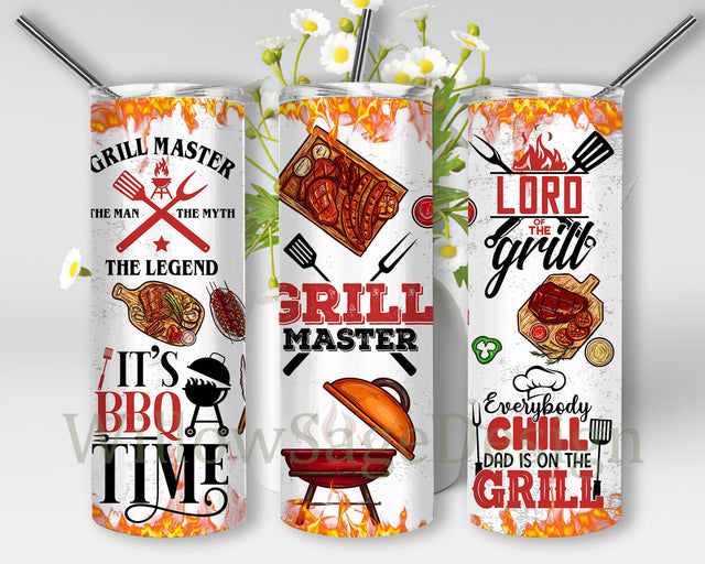 BBQ Grill Master 20oz Skinny Tumbler Png, Funny Grilling, BBQ Tumbler Wrap, Funny BBQ Quote Png, BBQ Sublimation Design Sublimation WillowSageDesign 