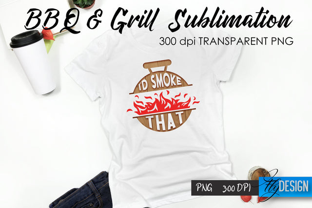 BBQ & Grill T-Shirt Sublimation Design | Fathers Day T-Shirt Design Sublimation Fly Design 
