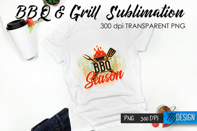 BBQ & Grill T-Shirt Sublimation Design | Father’s Day T-Shirt Design Sublimation Fly Design 
