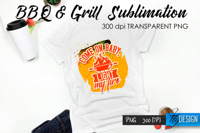 BBQ & Grill T-Shirt Sublimation Design | Fathers Day T-Shirt Design Sublimation Fly Design 
