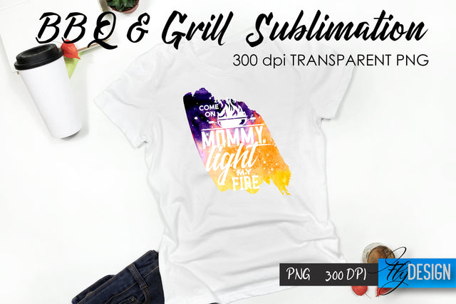 BBQ & Grill T-Shirt Sublimation Design | Fathers Day T-Shirt Design Sublimation Fly Design 