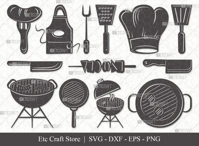 BBQ Silhouette SVG Cut File | Grilling Svg | Grill Svg | Barbecue Svg | Kitchen Svg | Eps | Dxf | Png | Bundle SVG ETC Craft 