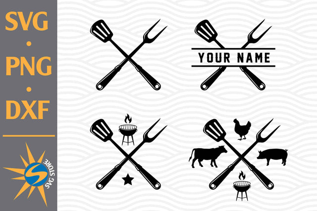 BBQ Tools Crossed SVG, PNG, DXF Digital Files Include SVG SVGStoreShop 