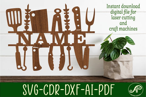 BBQ tools sign svg laser cut template SVG APInspireddesigns 
