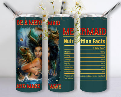 Be A Mermaid Nutrition Facts 20oz Skinny Tumbler Sublimation Designs, Straight/Tapered Tumbler Design, PNG Digital Download Sublimation PixelChick 