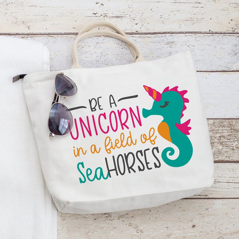 Be a Unicorn in a Field of Seahorses - Beach Summer SVG for Baby Kid's Shirt SVG Chameleon Cuttables 