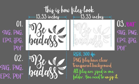 Be Badass Sassy Sign Funny Saying Sarcastic Quote SVG DXF PNG PDf JPG SVG Digitals by Hanna 